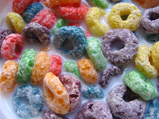 Colorful cereal for breakfast